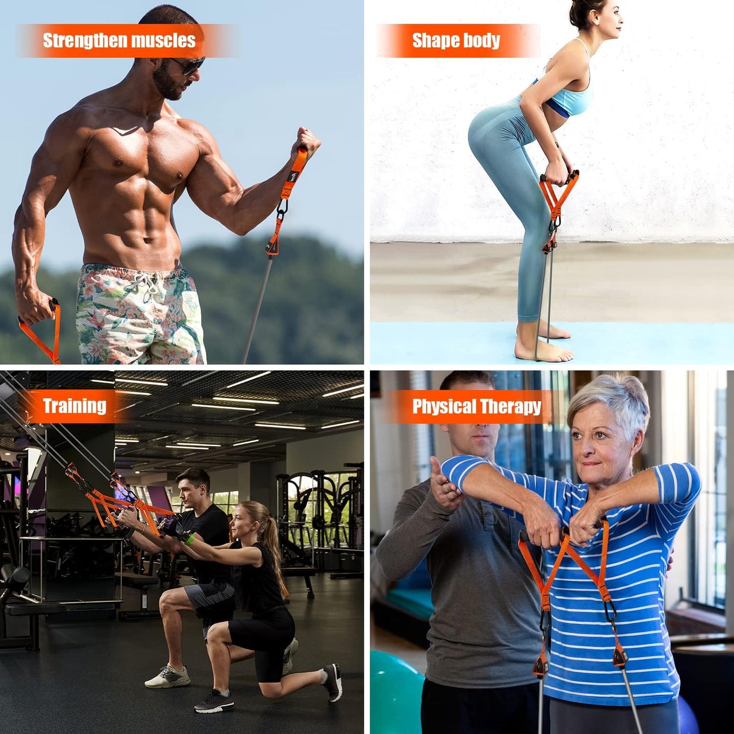 HPYGN Heavy Resistance Bands 300LBS Exercise Bands Set