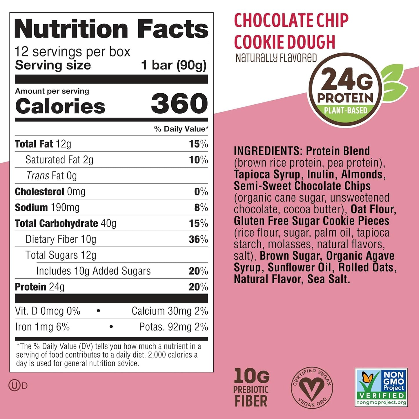 Lenny & Larry's Cookie-fied BIG BAR - Chocolate Chip Cookie Dough Vegan Protein Bars