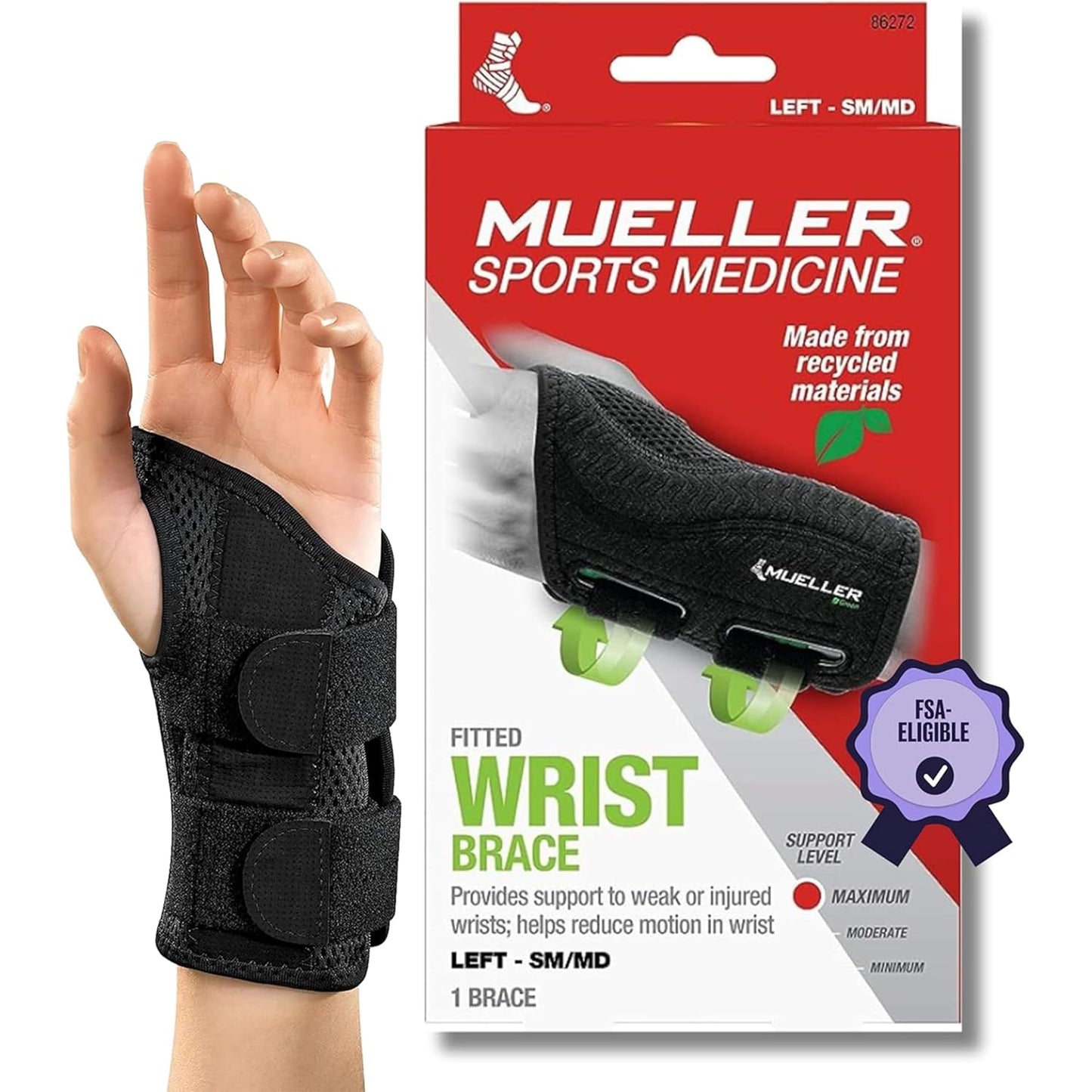 MUELLER Sports Medicine Green Fitted Wrist Brace for Carpal Tunnel Relief