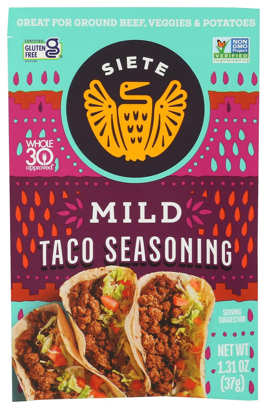 Siete Mild Taco Seasoning Mix, Gluten Free, Vegan, Paleo, Whole 30 Approved, 1 Packet