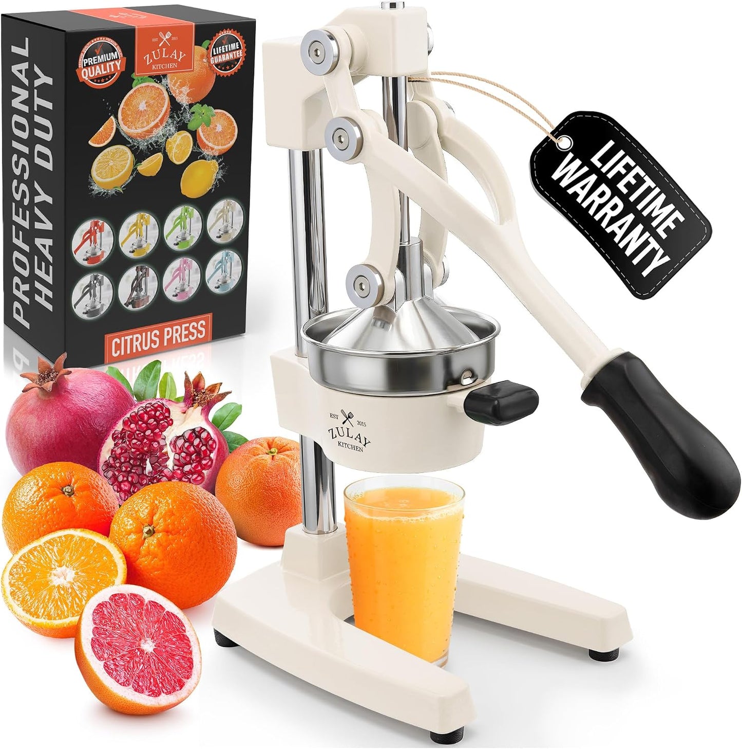 Zulay Kitchen Cast Iron Juicer - Heavy Duty Manual Juicer with Detachable Strainers for Easy Cleaning, Orange Juice Press for Citrus Fruits, Perfect for Bartenders, Juice Lovers & Health Enthusiasts