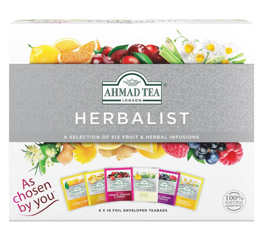 Ammad Tea Herbal Tea Gift Box, 60 Foil Teabags, Decaffeinated and Sugar-Free