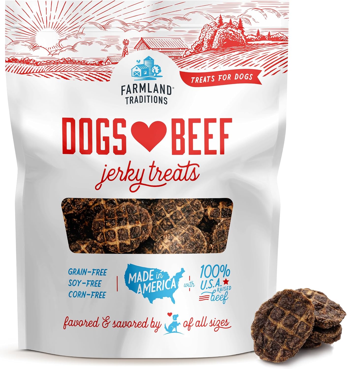 Farmland Traditions Beef Jerky Dog with 3 Ingredients and No Fillers