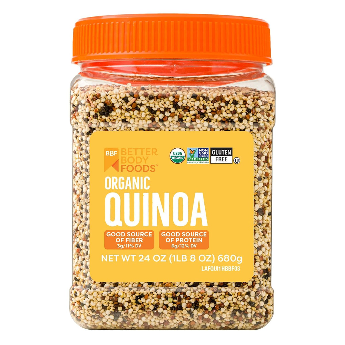 BetterBody Foods Organic Quinoa, 24 oz, Vegan, Gluten Free, Low Glycemic, USDA Organic