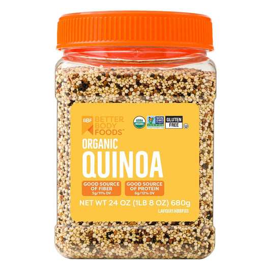 BetterBody Foods Organic Quinoa, 24 oz, Vegan, Gluten Free, Low Glycemic, USDA Organic