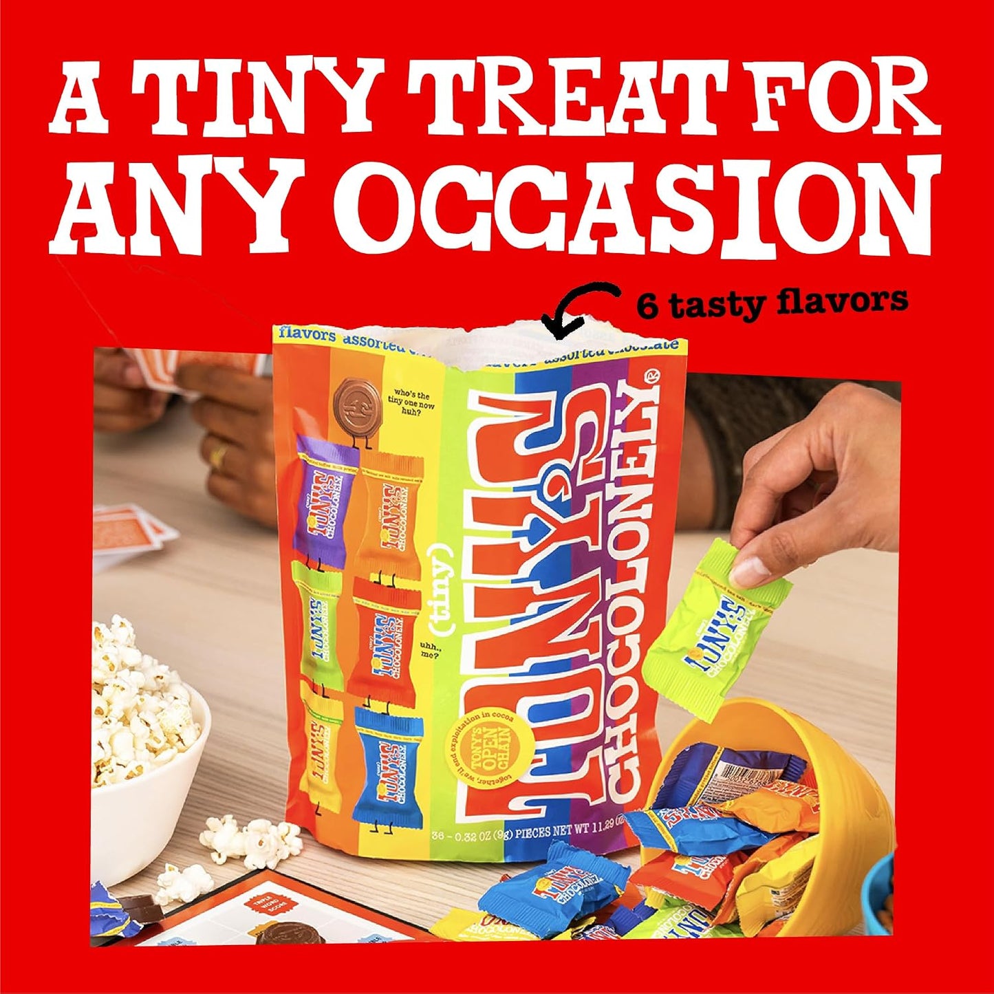 Tony’s Chocolonely Assorted Chocolate Candy Pieces, Belgian Milk & Dark Chocolate, Caramel Sea Salt, Almond Sea Salt, Honey Almond Nougat, Pretzel Toffee, Quality Fairtrade Cocoa, 36 Count, 11.28 Oz
