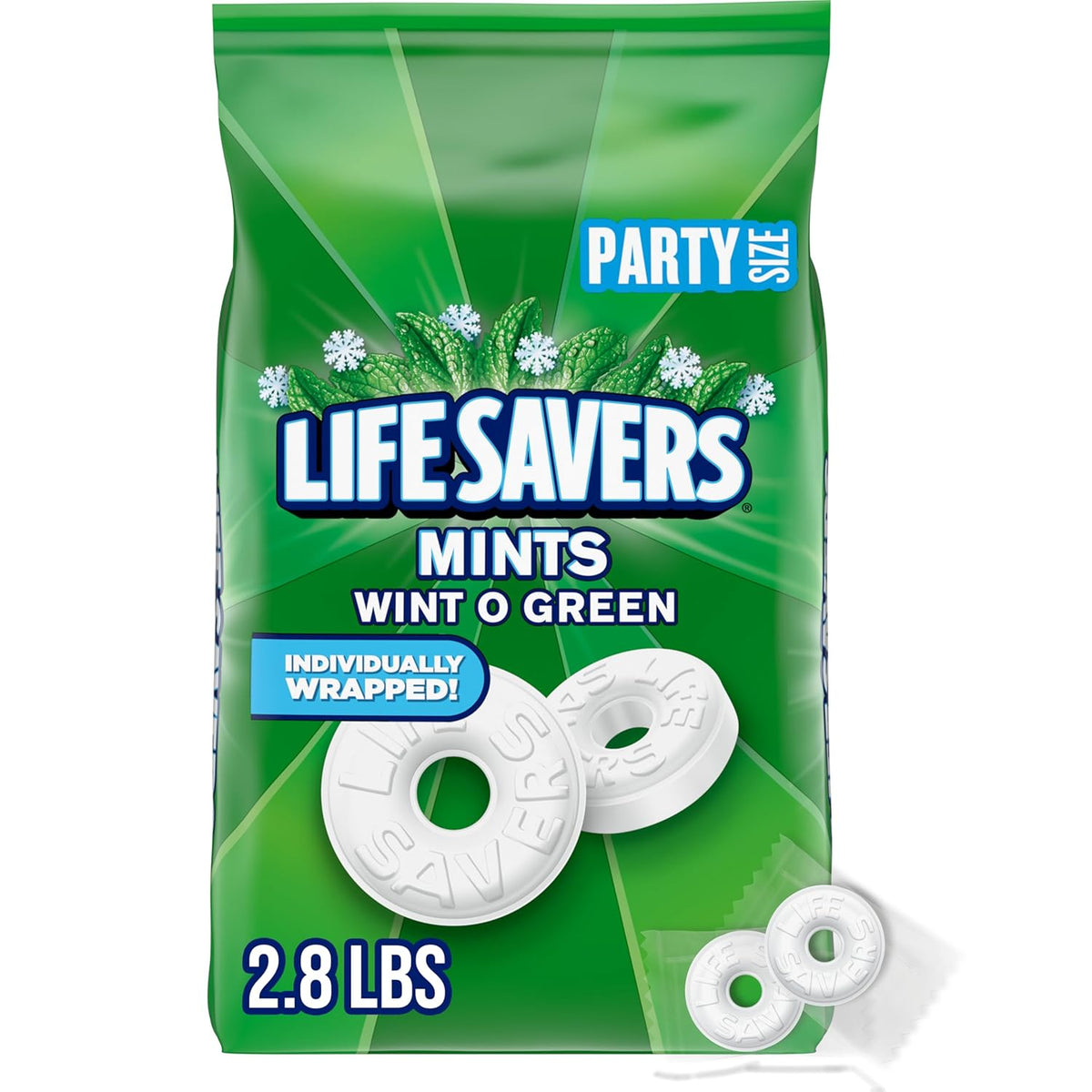 Life Savers Wint-O-Green Breath Mints, 44.93 oz bulk hard candy in individual wrappers