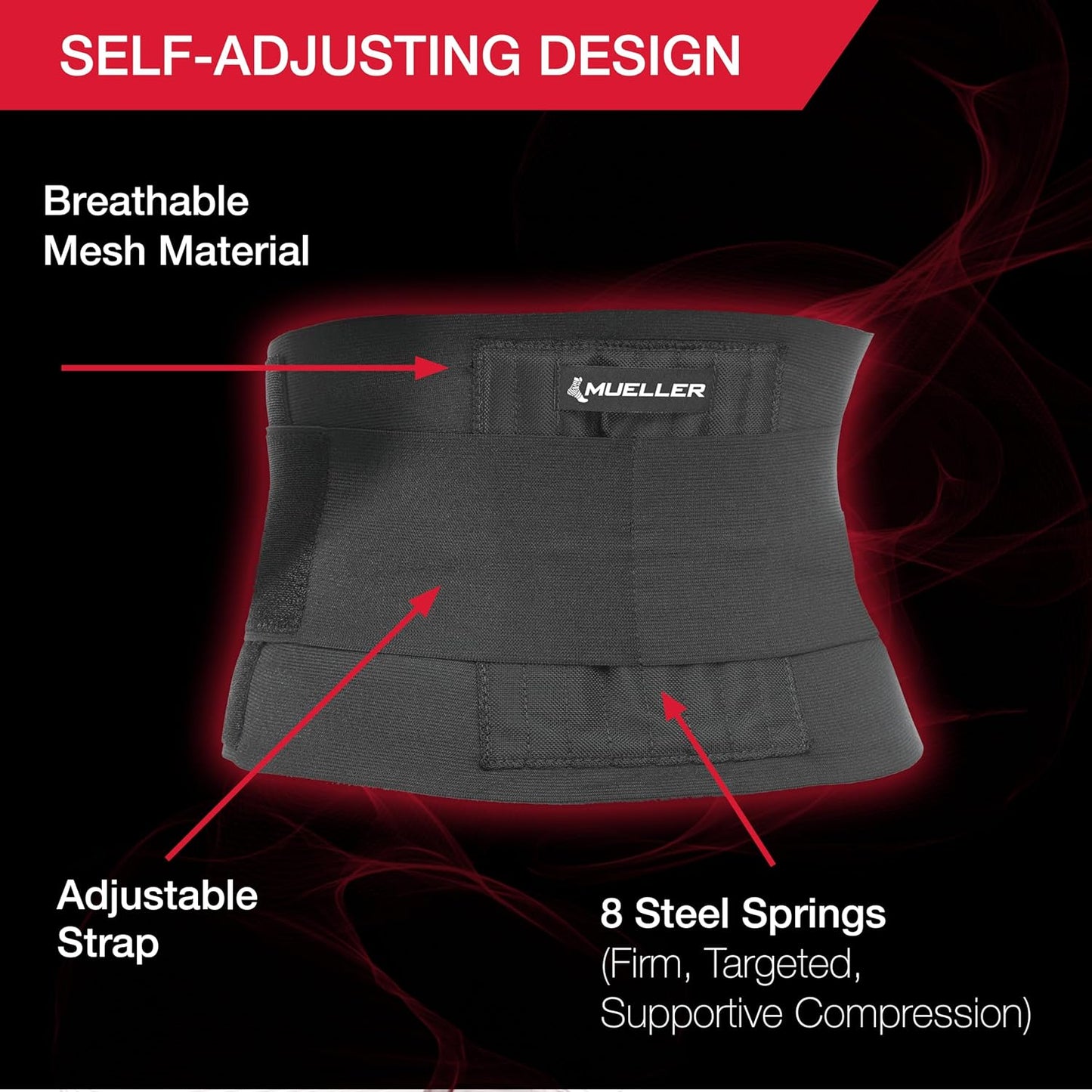 MUELLER Sports Medicine Adjustable Back Brace for Upper and Lower Back Pain Relief
