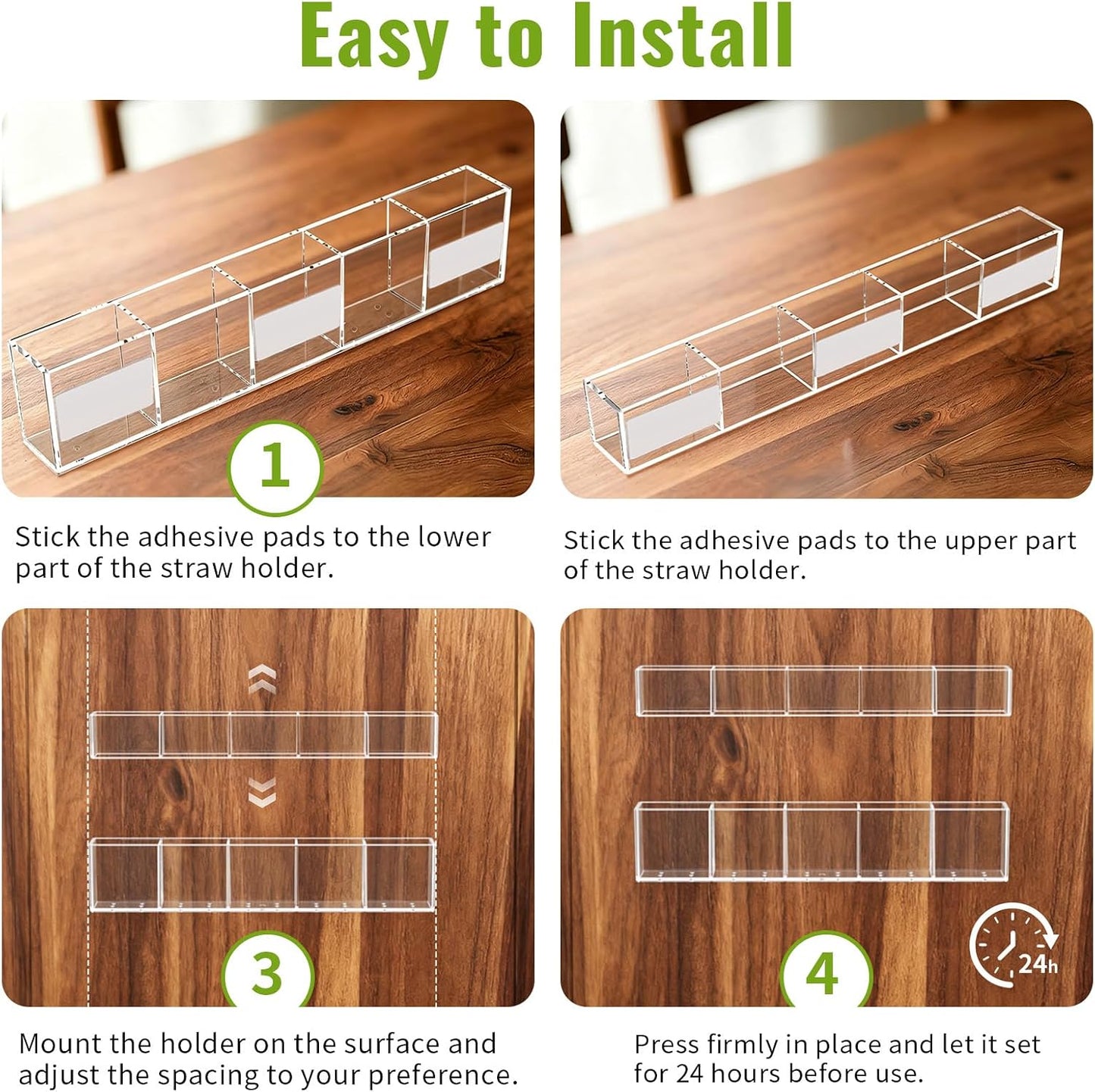 Mpotmiy 9.5” Large Acrylic Straw Holder for Cabinet Door-Reusable Tumbler Straw Organizer with Ultra Sticky Adhesive Tape ,Plastic Kitchen Accessories Container for Inside Cupboard Door (Transparent)