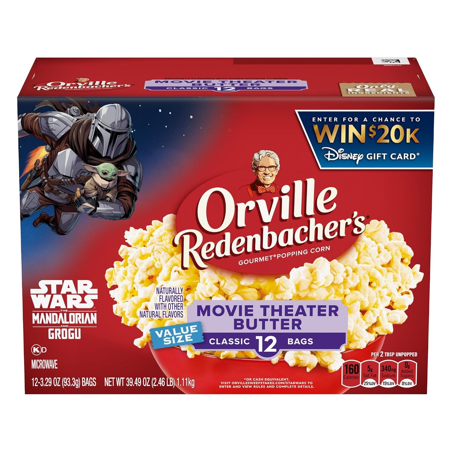 Orville Redenbacher's Microwave Popcorn, Movie Theater Butter Flavor, 3g Fiber, 24-Count
