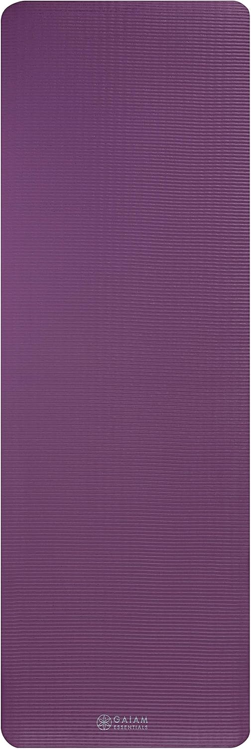 Gaiam 10mm Yoga Mat with Carrying Strap for Home & Gym Workouts