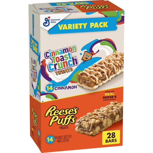 Cinnamon Toast Crunch and REESE'S PUFFS Cereal Bars Value Pack 28 Ct 23.8 oz