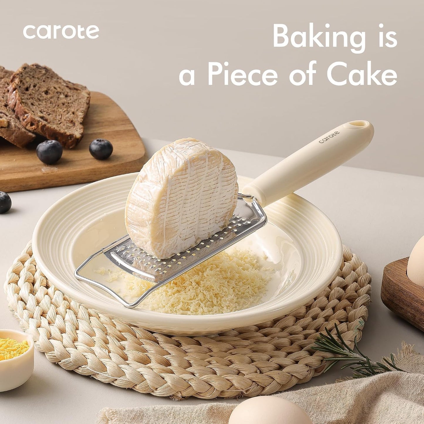 CAROTE 22-Piece Cooking Utensils Set with Wood Cool-Touch Handles, Cream | Silicone Kitchen Utensil, Food Grade, Nonstick Cookware Friendly, BPA-Free, Heat-Resistant, Everyday Home Essentials, Gifts