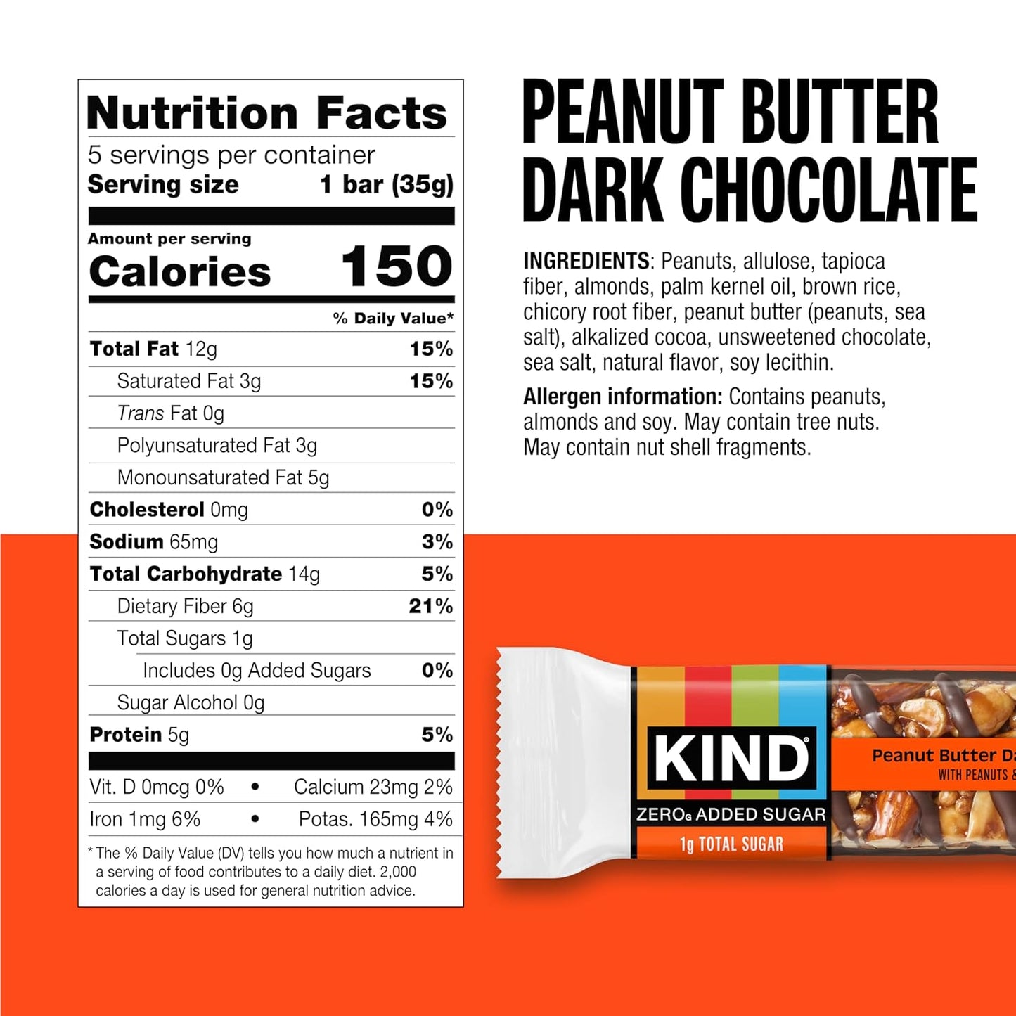 Kind Zero Added Sugar Snacks Bars Variety Pack, Gluten Free, High Fiber, Keto Friendly, 15 Count