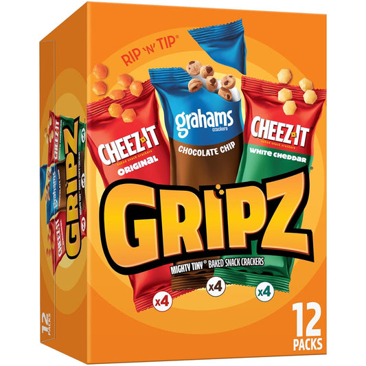 Gripz Mini Baked Snack Crackers Variety Pack 11oz Box 12 Pouches