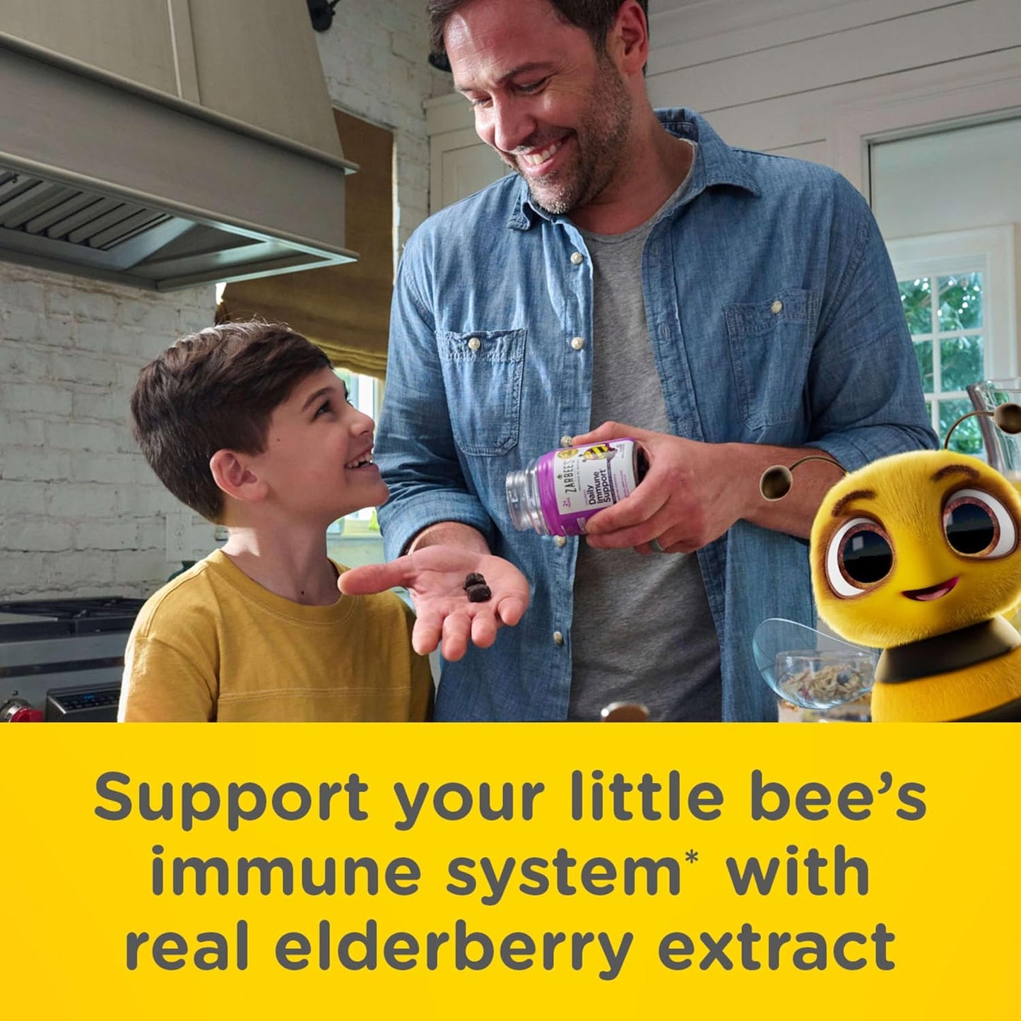 Zarbee’s Elderberry Gummies for Kids, Immune Support Supplement with Vitamins A, C, D3, E, & Zinc, Gluten & Gelatin Free, No Artificial Flavors, Natural Berry Flavor, Ages 2+, 42 ct