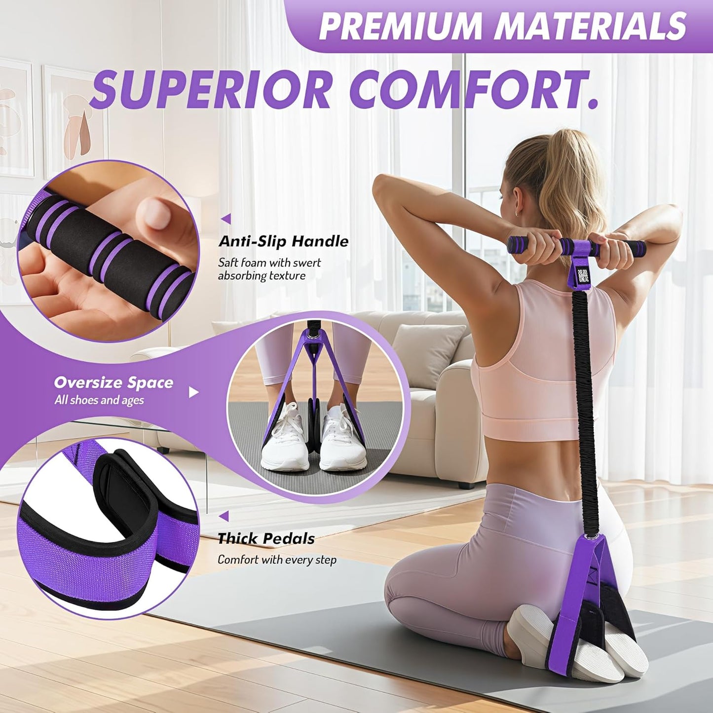 Pedal Resistance Band with Handle 55LBS Exercise Equipment