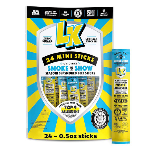 Lorissa's Kitchen Smoke Show Seasoned & Smoked Mini Beef Sticks, 24-count, 0.5 oz each