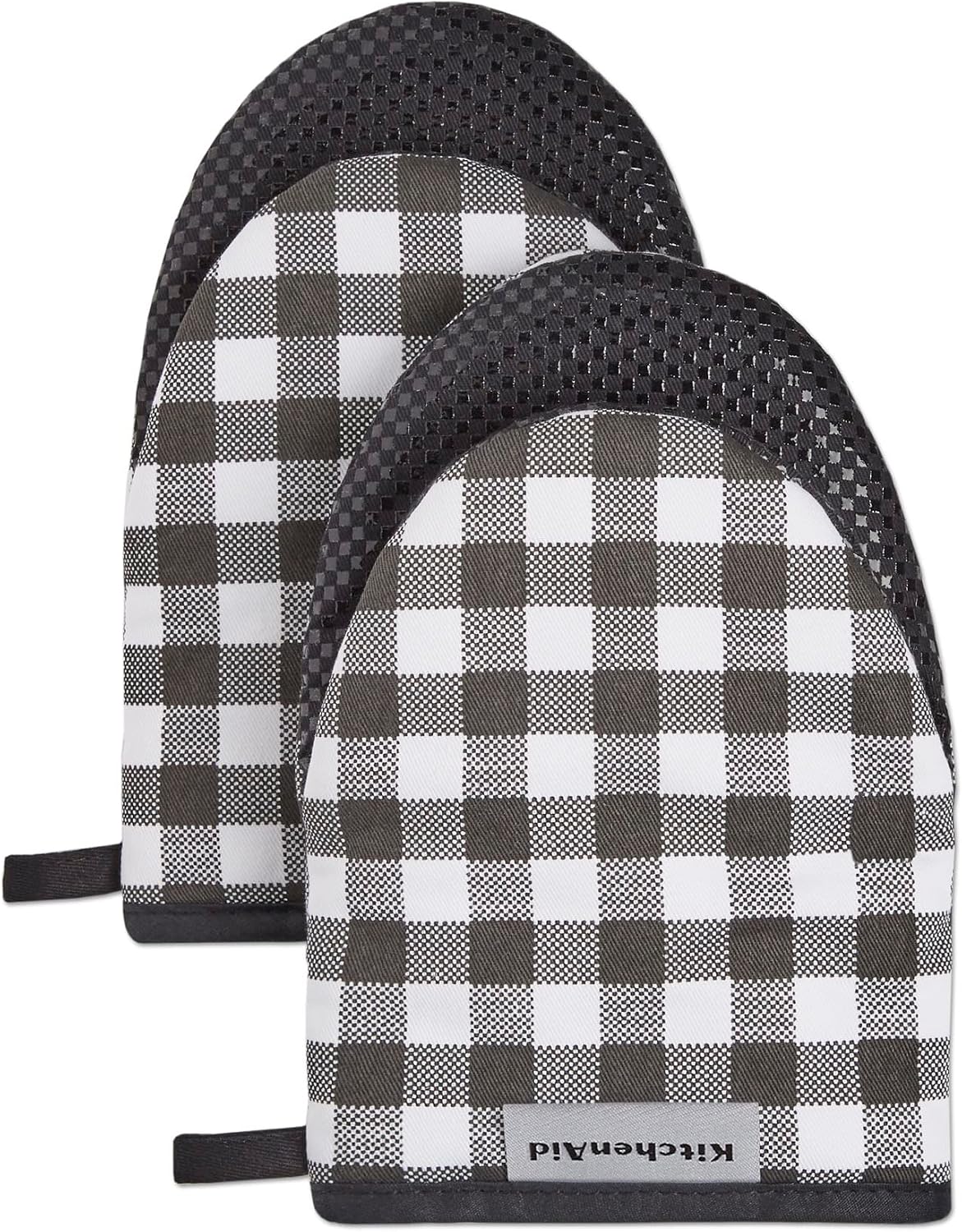 KitchenAid Gingham Mini Oven Mitt 2-Pack Set, Milkshake Tan, 5.5"x8"