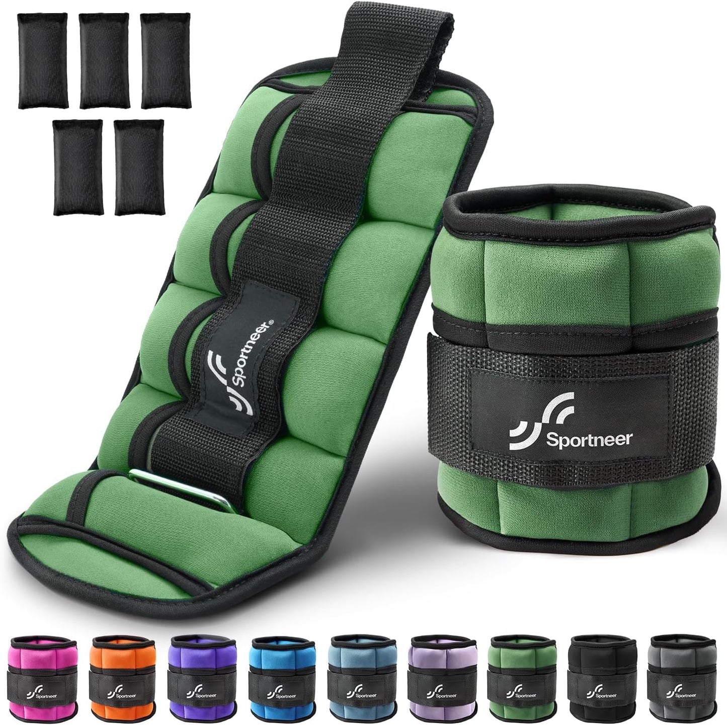 Sportneer Adjustable Ankle Weights 7 lbs - Strength Training for Yoga, Walking, Running