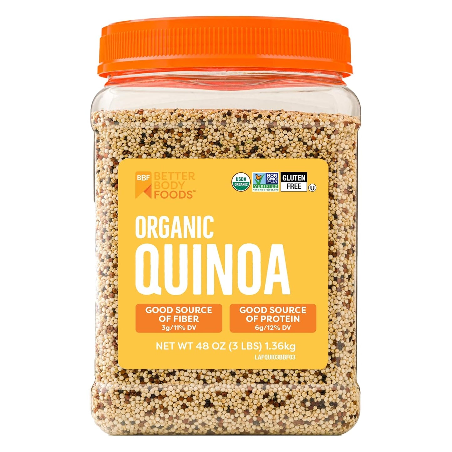 BetterBody Foods Organic Quinoa, 24 oz, Vegan, Gluten Free, Low Glycemic, USDA Organic