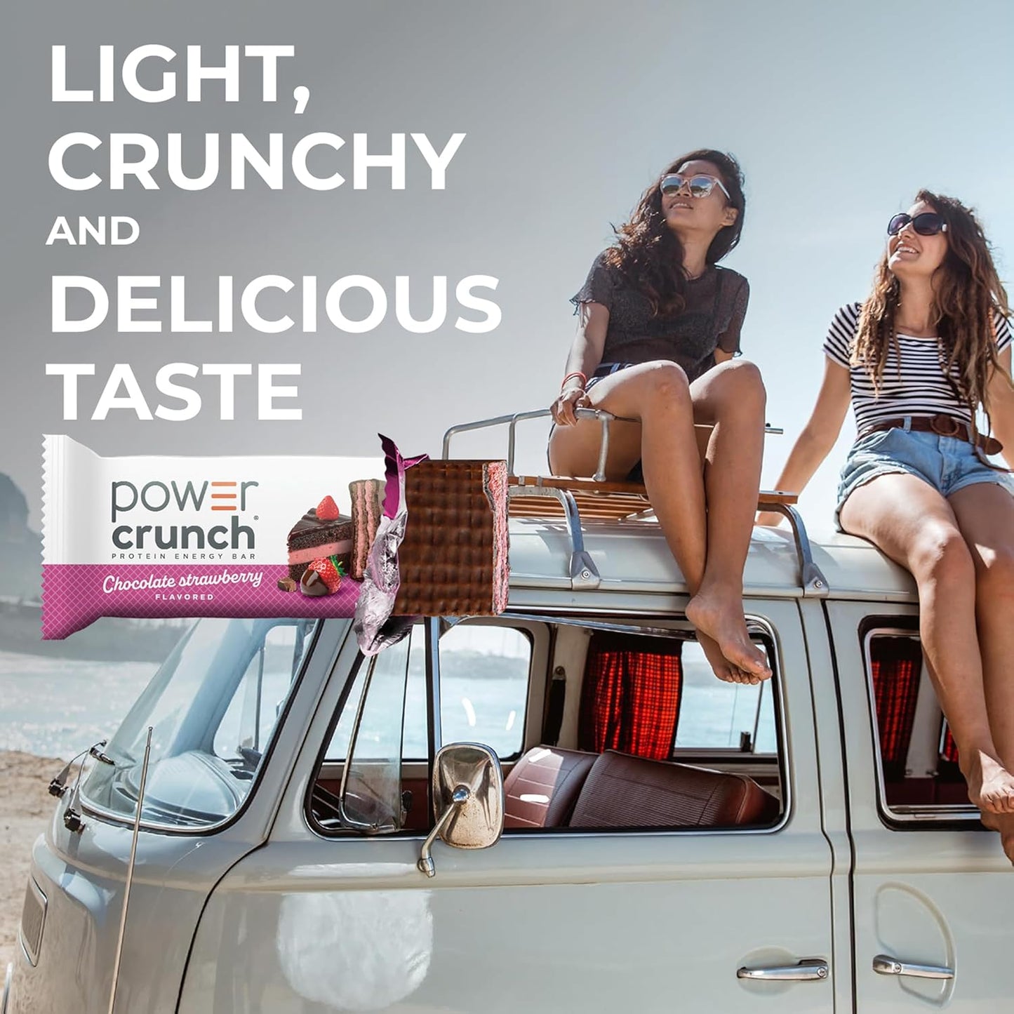 Power Crunch Protein Energy Wafer Bars, Chocolate Strawberry, 1.4 Ounce, 12 Count