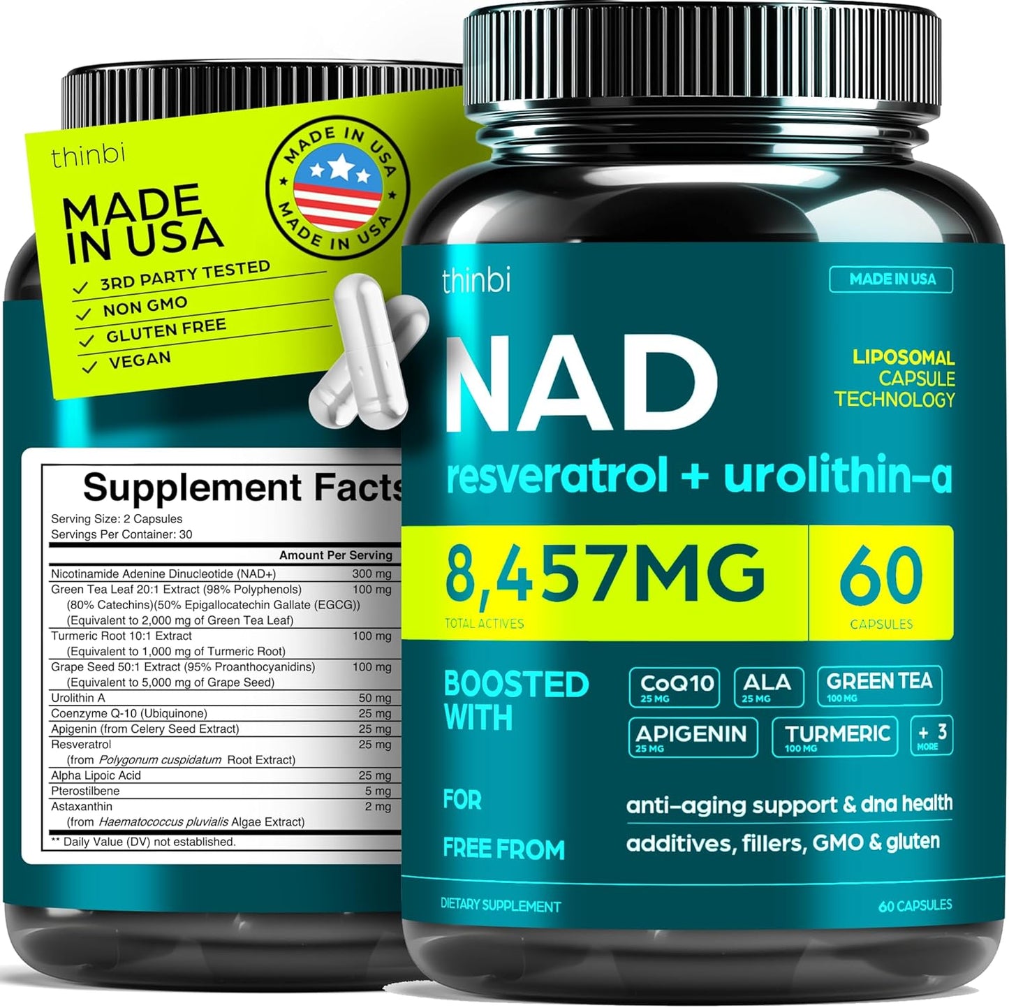 NAD Supplement Extra Strength NMN Alternative with Urolithin A and Resveratrol