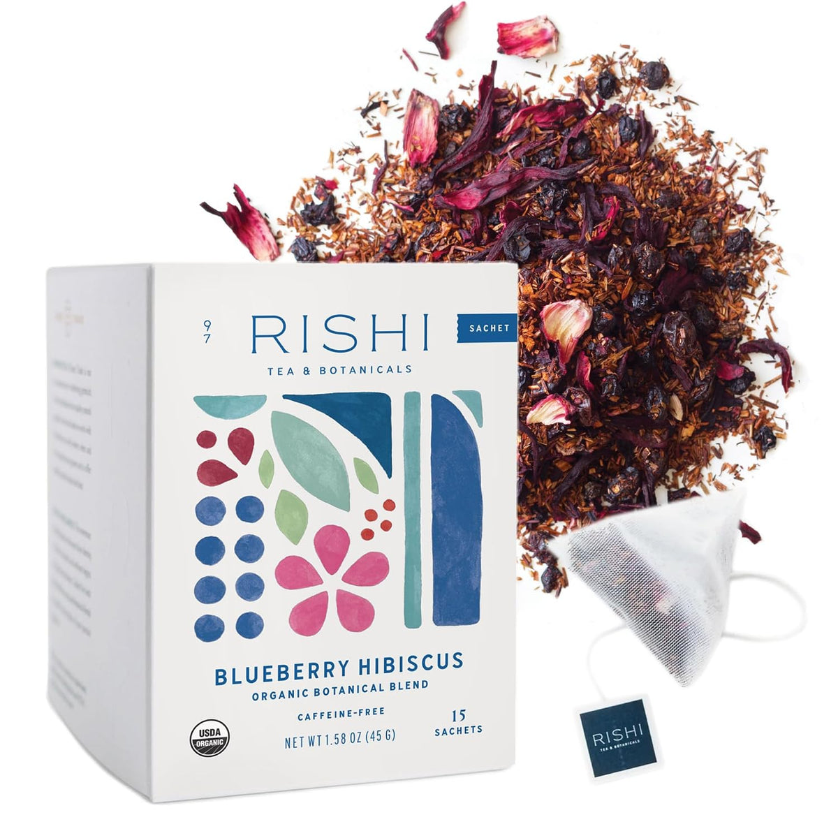 Rishi Tea Blueberry Hibiscus Herbal Tea - Organic Sachet Bags