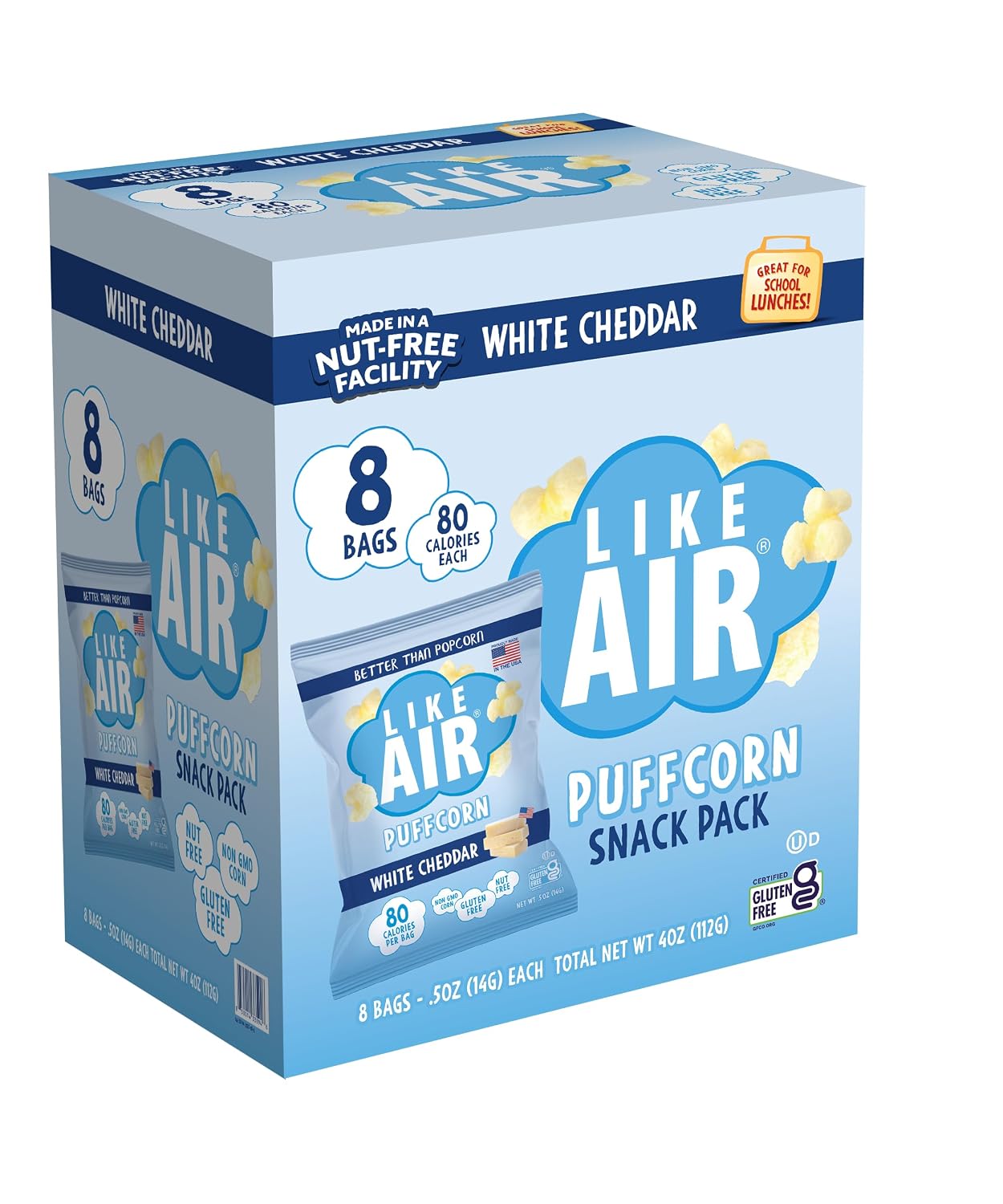 Like Air Single Flavor Puffcorn Snack Box, 80 Calories, Gluten Free, Kosher, Non-GMO Corn