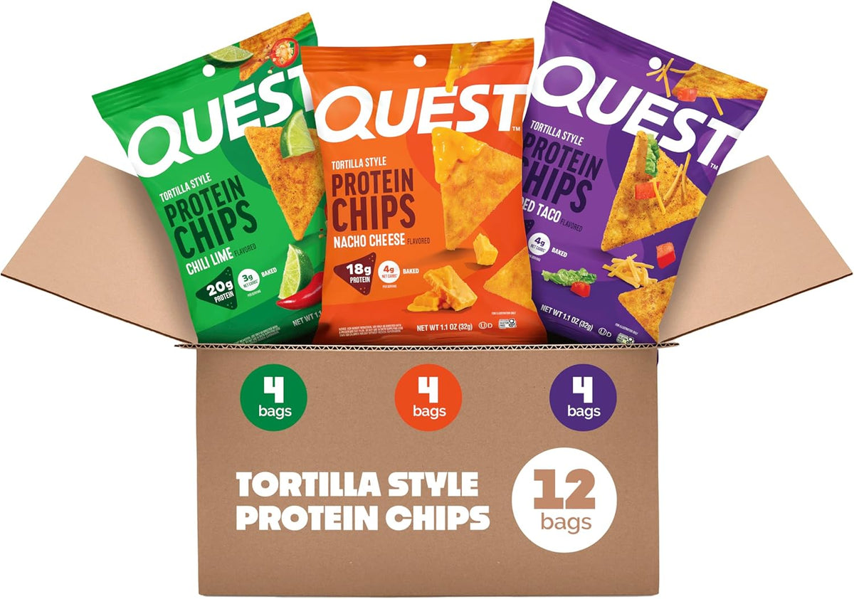 Quest Nutrition Tortilla Style Protein Chips Variety Pack, 12 Count, 1.1 oz, Low Carb, High Protein, Gluten Free