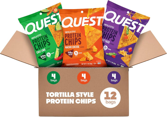 Quest Nutrition Tortilla Style Protein Chips Variety Pack, 12 Count, 1.1 oz, Low Carb, High Protein, Gluten Free