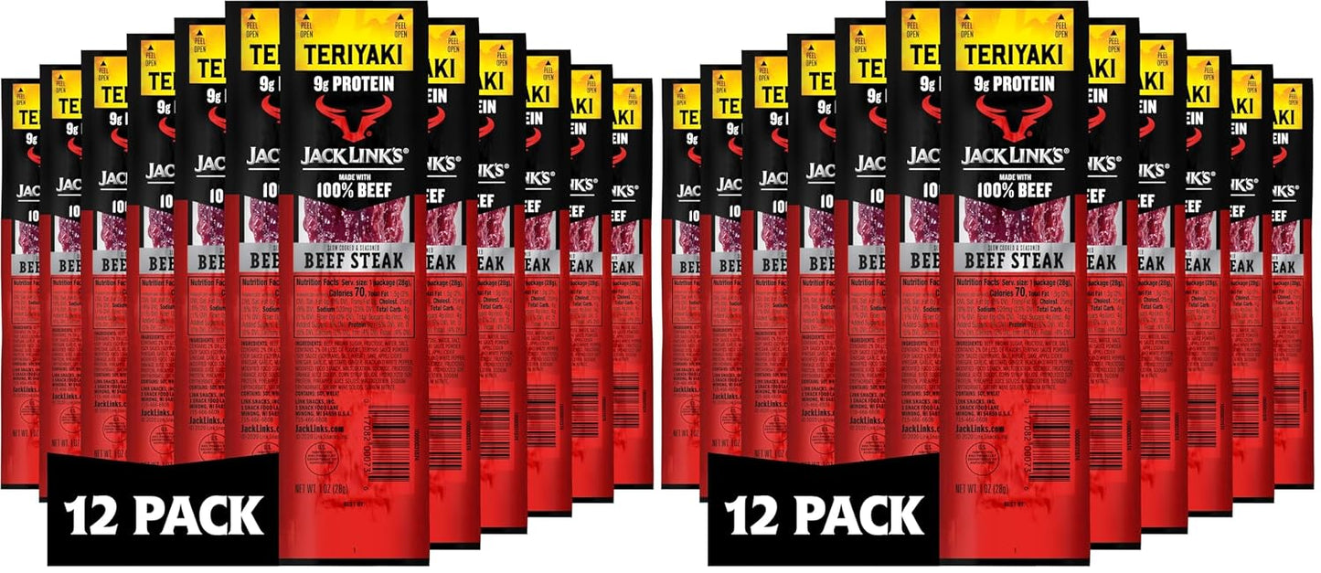 Jack Link's Premium Cuts Beef Steak, Original, 1 oz, 12 Count, Premium Beef Snack