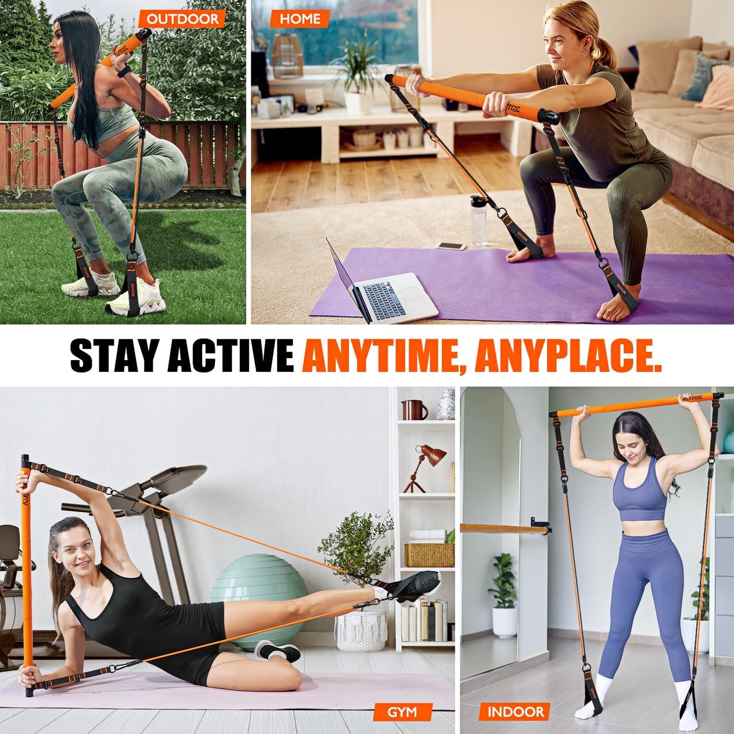 KUTIZE Pilates Bar Kit with Resistance Bands for Full-Body Workouts