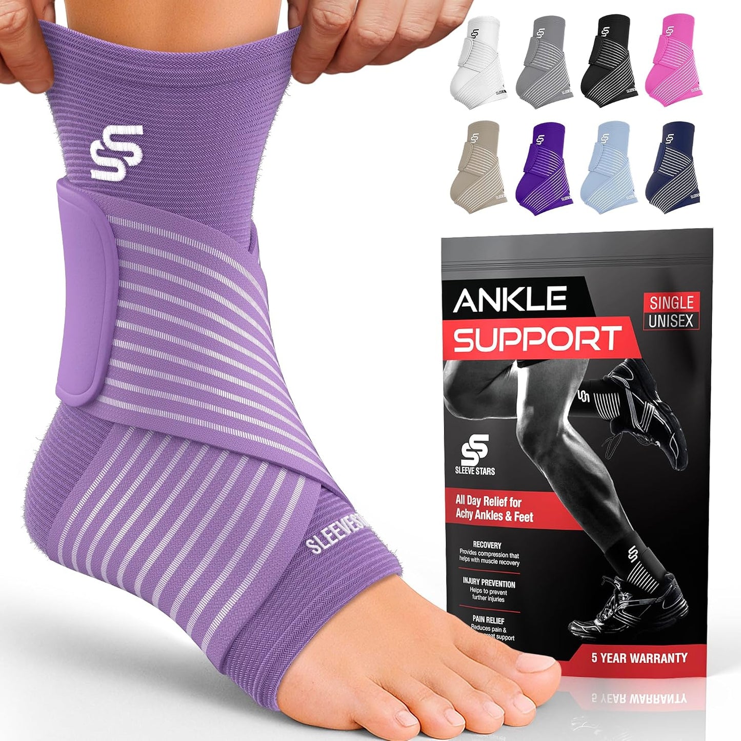 Sleeve Stars Ankle Brace for Women & Men, Compression Sleeve for Plantar Fasciitis Relief