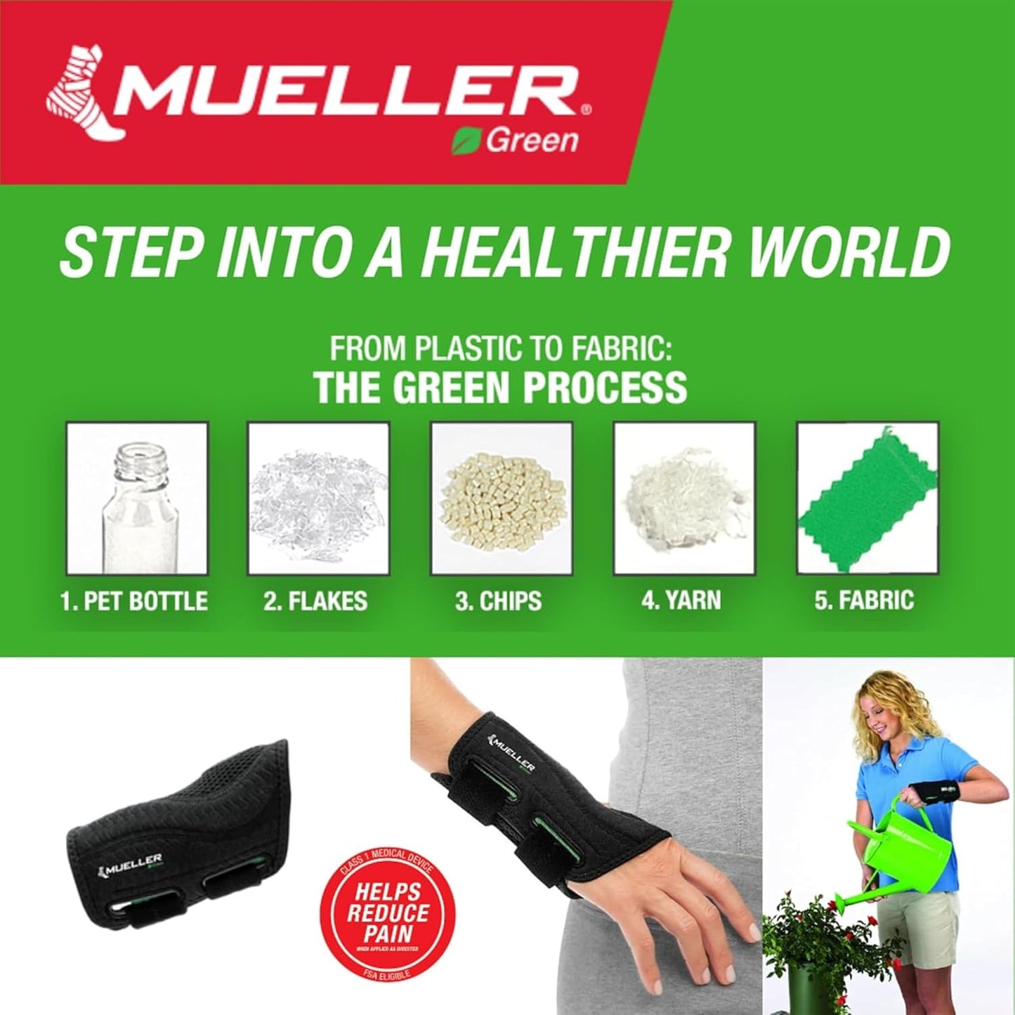 MUELLER Sports Medicine Green Fitted Wrist Brace for Carpal Tunnel Relief