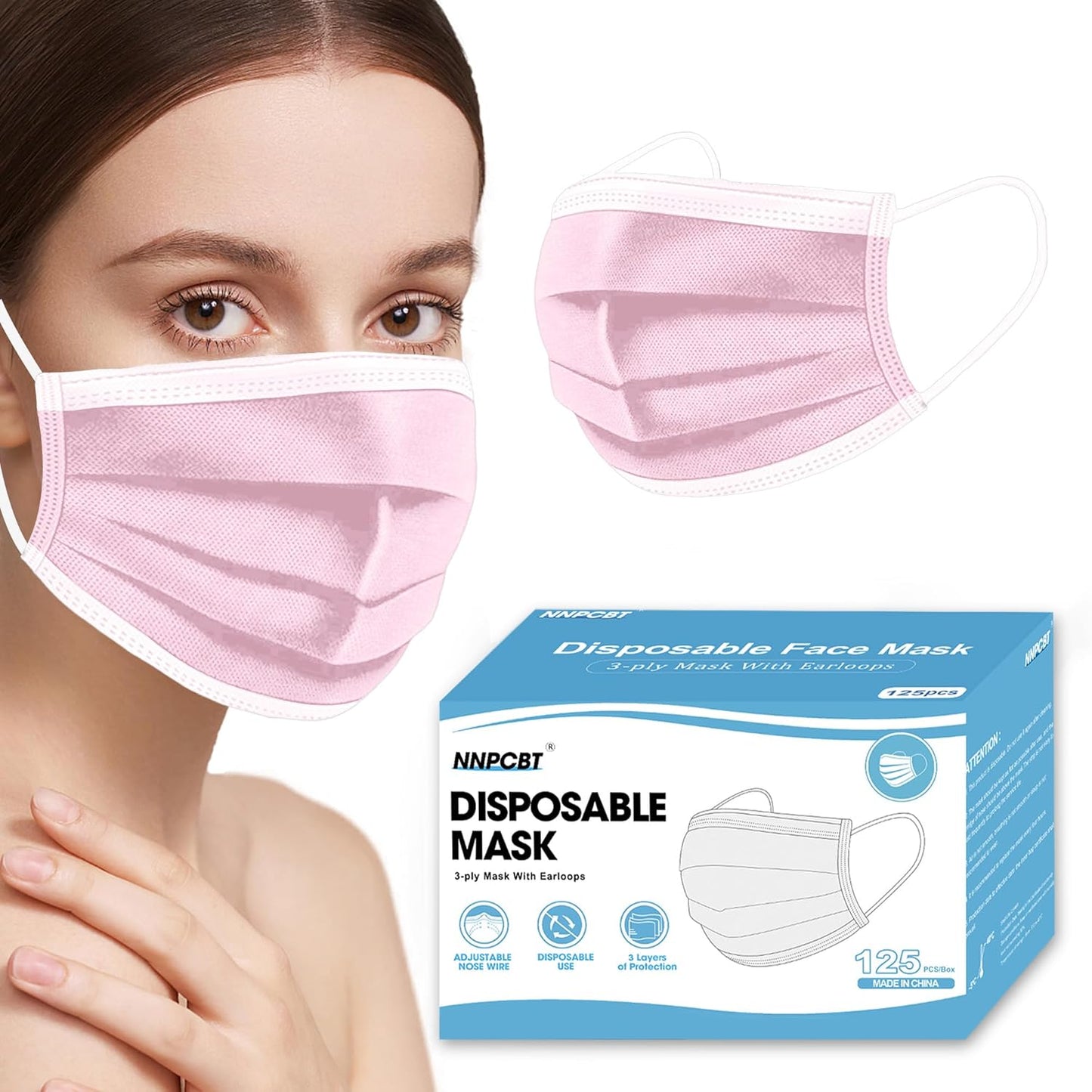 NNPCBT 100PCS 3 Ply Black Disposable Face Mask Filter Protection