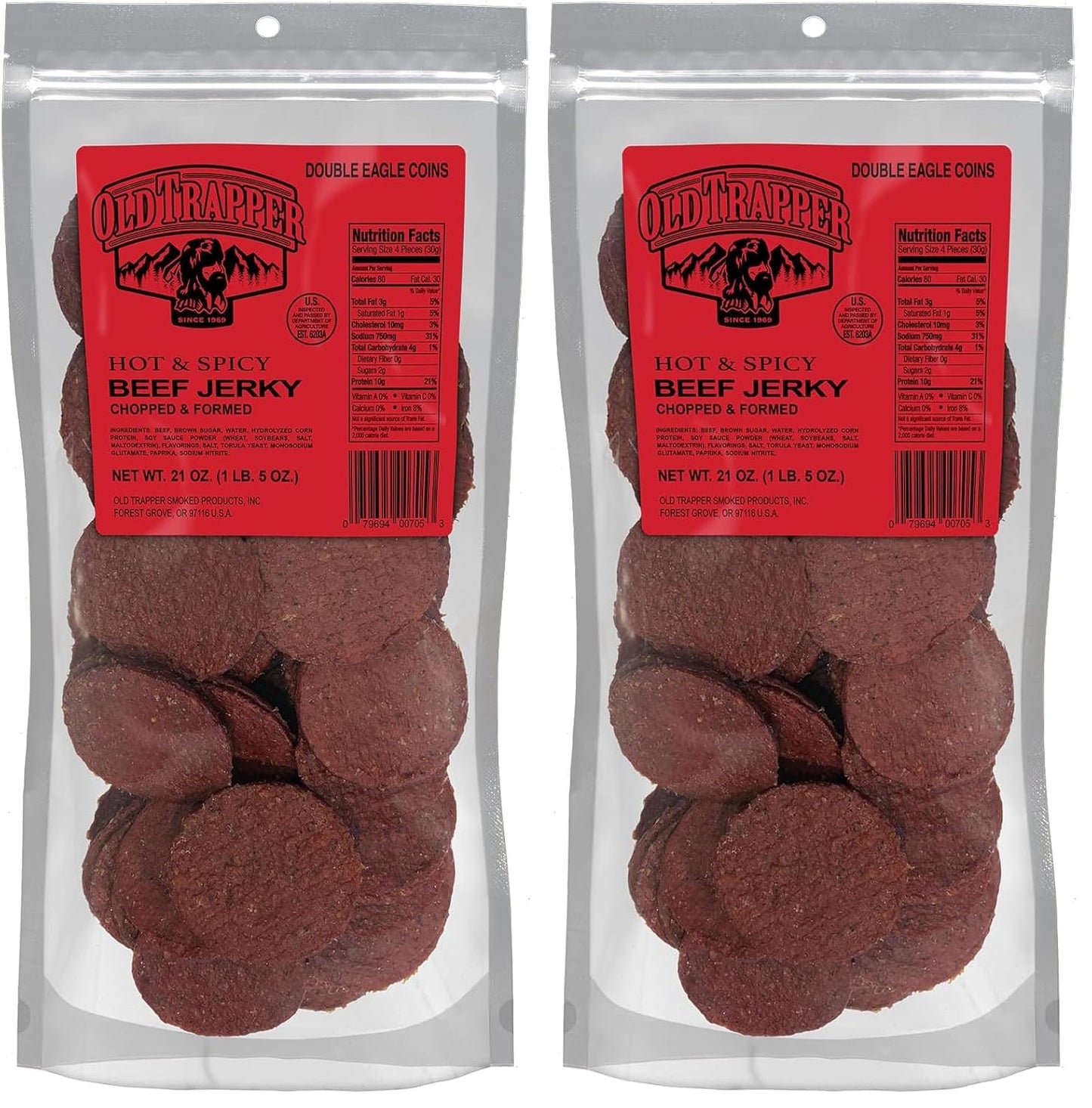 Old Trapper Double Eagle Beef Jerky, 21 Ounce Package, 10 Grams of Protein and 80 Calories per Serving