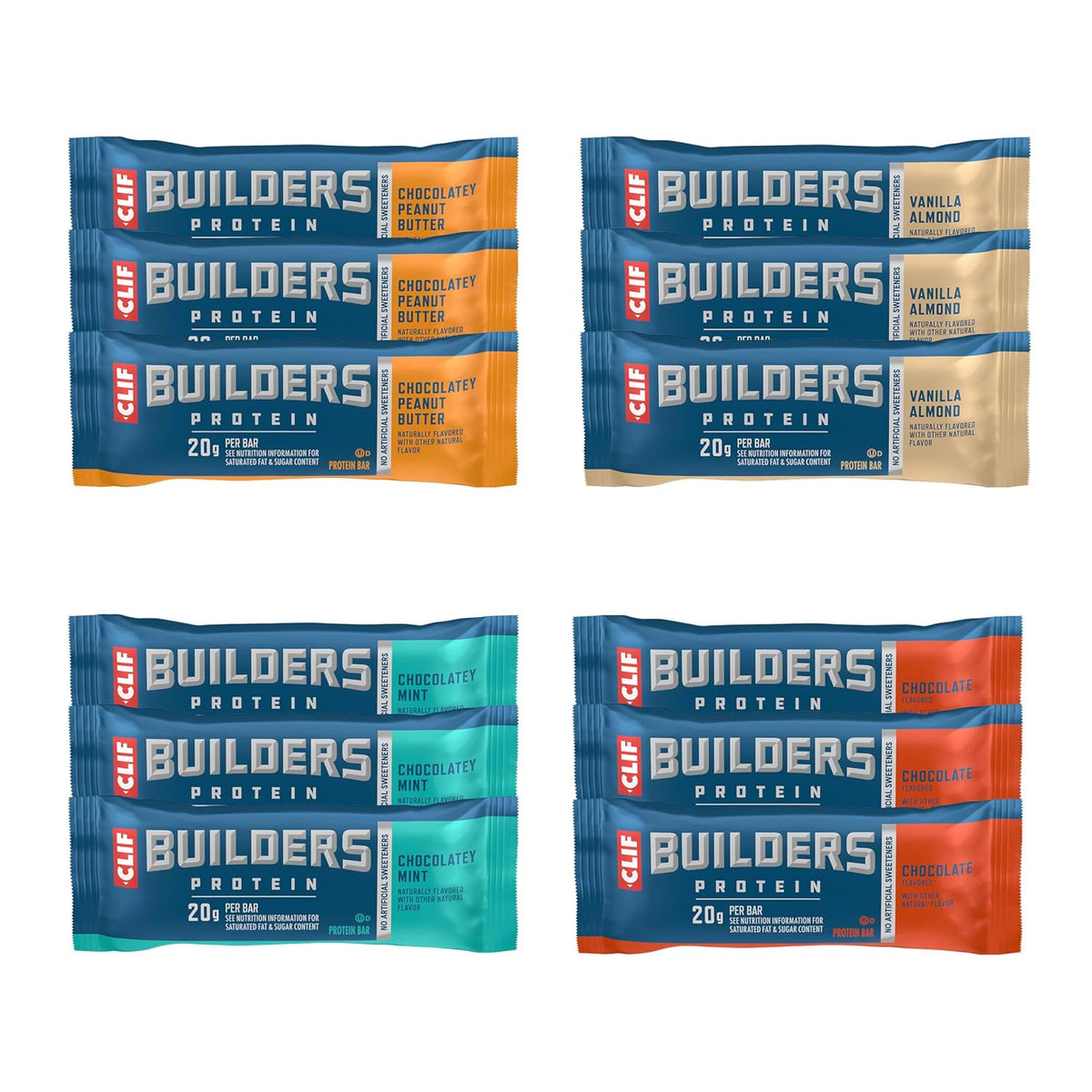 CLIF BUILDERS Plant Based Protein Bars Variety Pack 12 Count