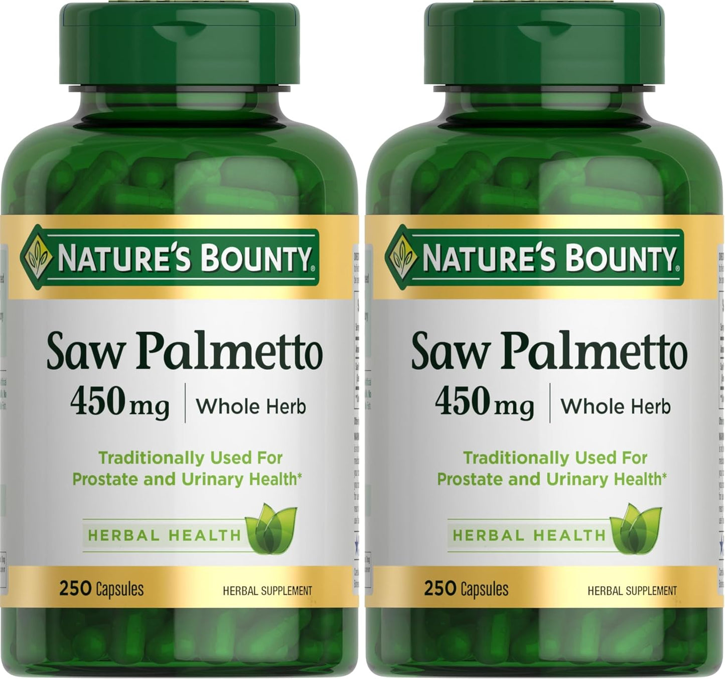Nature's Bounty Saw Palmetto Support for Prostate and Urinary Health, Herbal Health Supplement, 450mg, 250 Capsules
