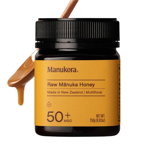 Manukora Raw Manuka Honey MGO 50+ 250g, New Zealand, Superfood, Non-GMO, 3rd-Party Tested, 2000+ Compounds