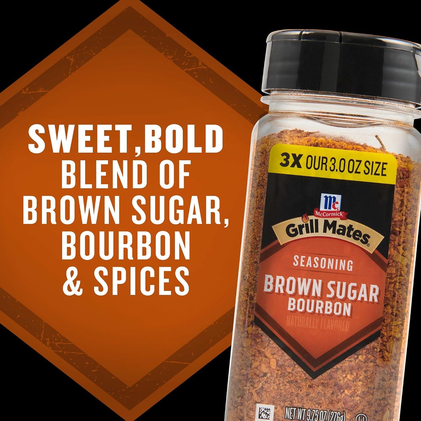 McCormick Grill Mates Brown Sugar Bourbon Seasoning, 9.75oz, sweet and spicy blend for pork, seafood and steak