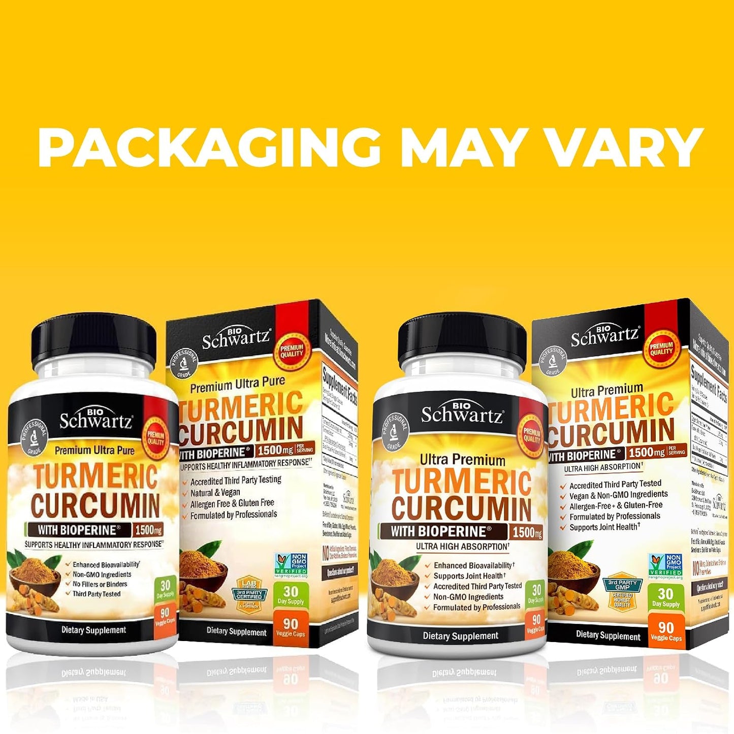Turmeric Curcumin with Black Pepper Extract 1500mg - High Absorption Ultra Potent Turmeric Supplement with 95% Curcuminoids and BioPerine - Non GMO Tumeric Capsules for Joint Support - 90 Capsules