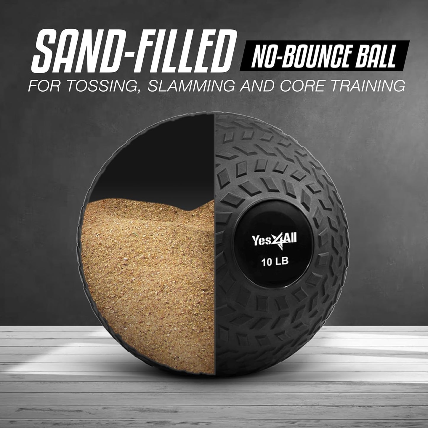Yes4All Weighted Slam Balls - Durable PVC Sand-Filled Workout Balls 10-40 lbs