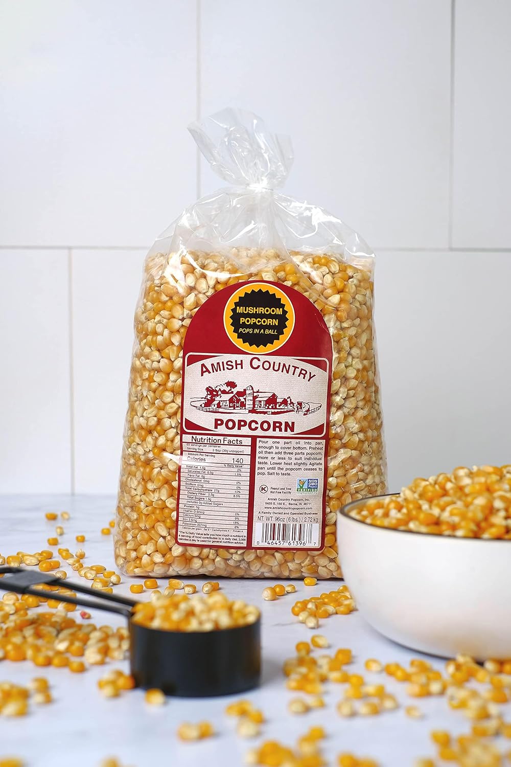 Amish Country Popcorn, 6 lb Bag, Mushroom Popcorn Kernels, Old Fashioned, Non-GMO, Gluten Free
