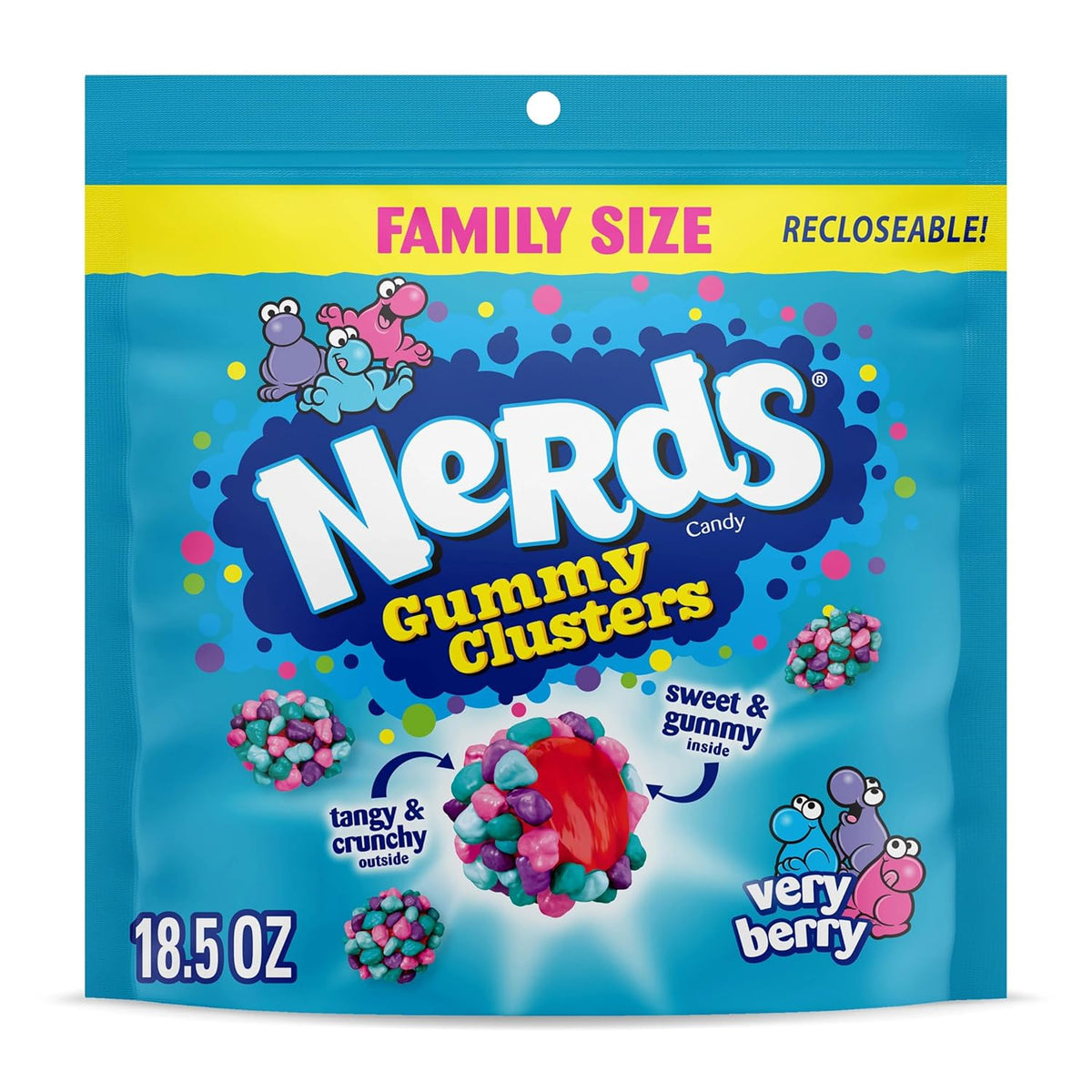 NERDS Gummy Clusters, Very Berry, Crunchy and Gummy, 18.5 oz Candy