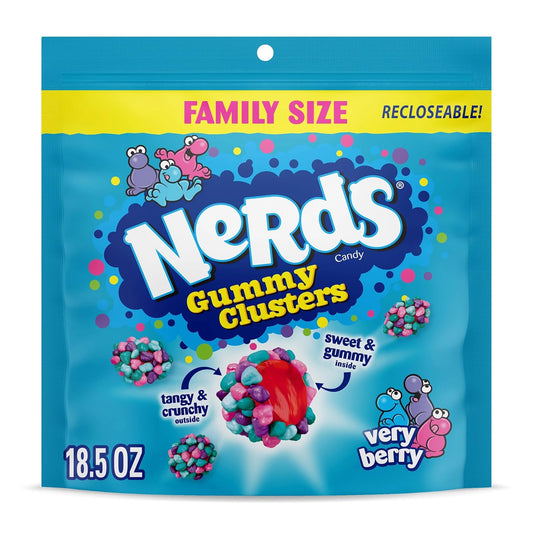 NERDS Gummy Clusters, Very Berry, Crunchy and Gummy, 18.5 oz Candy