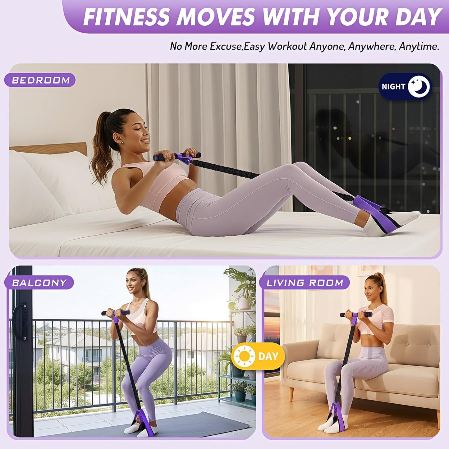 Pedal Resistance Band with Handle 55LBS Exercise Equipment