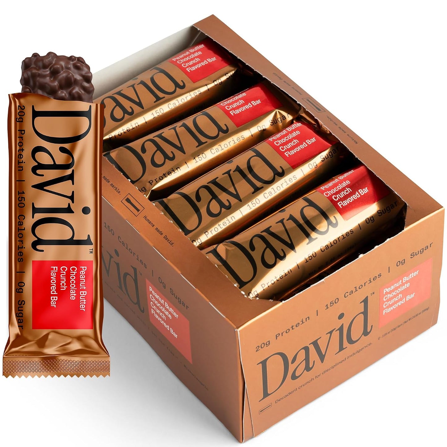 David Bronze High Protein Bars, S'mores Chocolate Crunch Flavor, 12 Pack