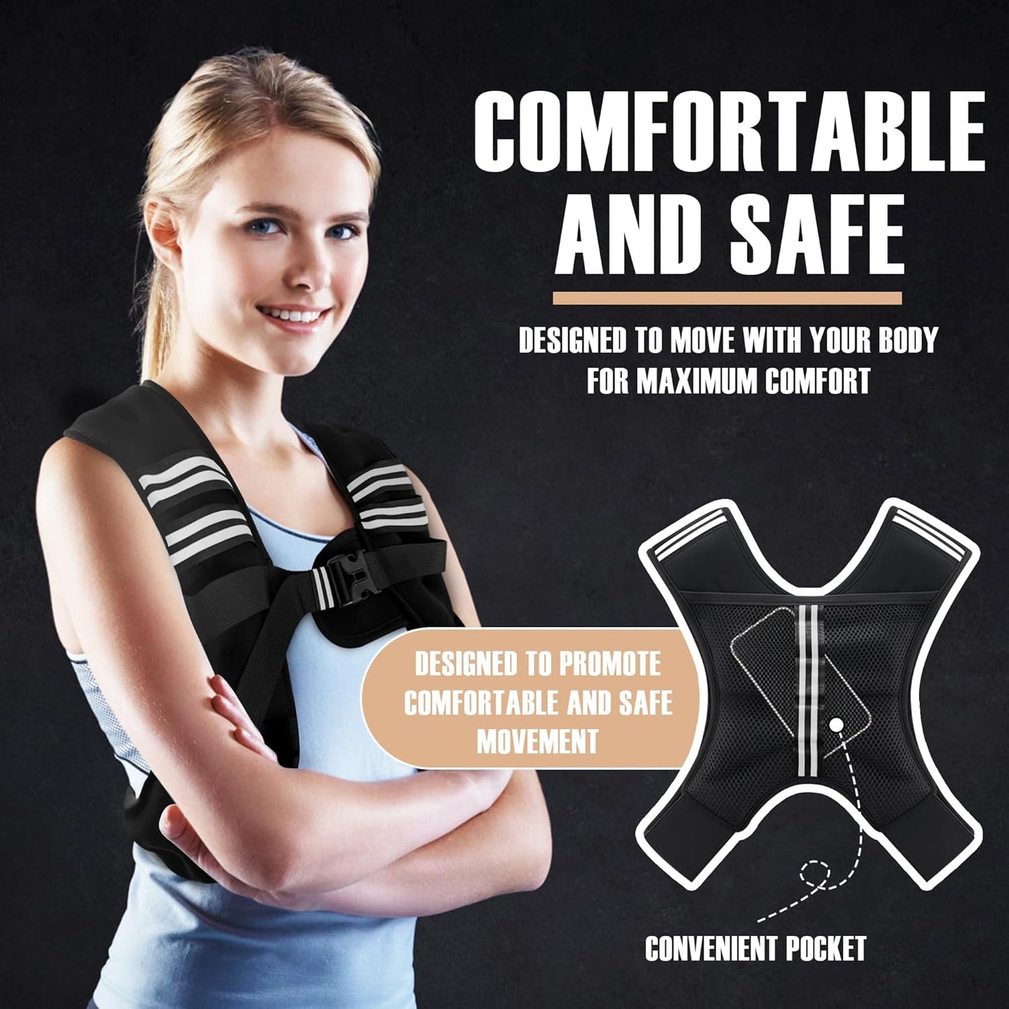 NATURELUX Weighted Vest for Men & Women - 5-30lbs Adjustable Weight Vest for Workouts, Running, Walking