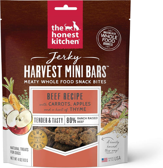 The Honest Kitchen Human Grade Dog Food Jerky Harvest Mini Bars Beef Recipe